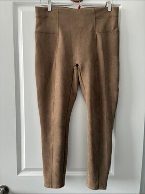 Spanx Size XL Petite High Waist Faux Suede Leggings - Camel